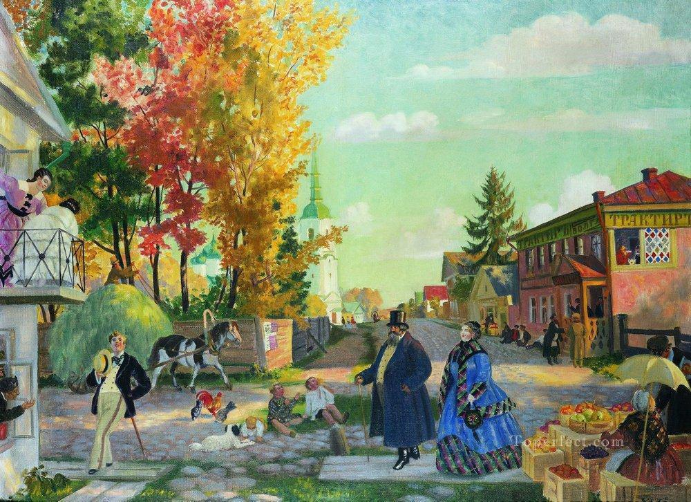 Fiestas de otoño de 1922 Boris Mikhailovich Kustodiev escenas de la ciudad del paisaje urbano Pintura al óleo